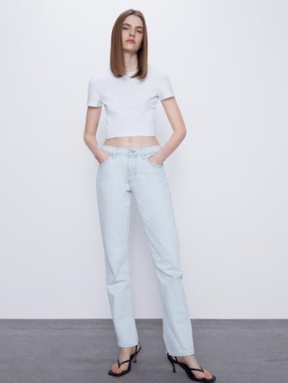 Zara Crop Top Short Sleeve T-Shirt Blogger Fave